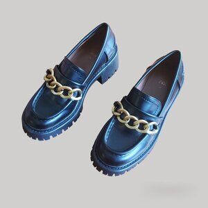 Woman's US-6 Zara Black Chunky Heeled Loafers